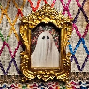 Greta the Ghost Portrait in Gold Table-Top Frame